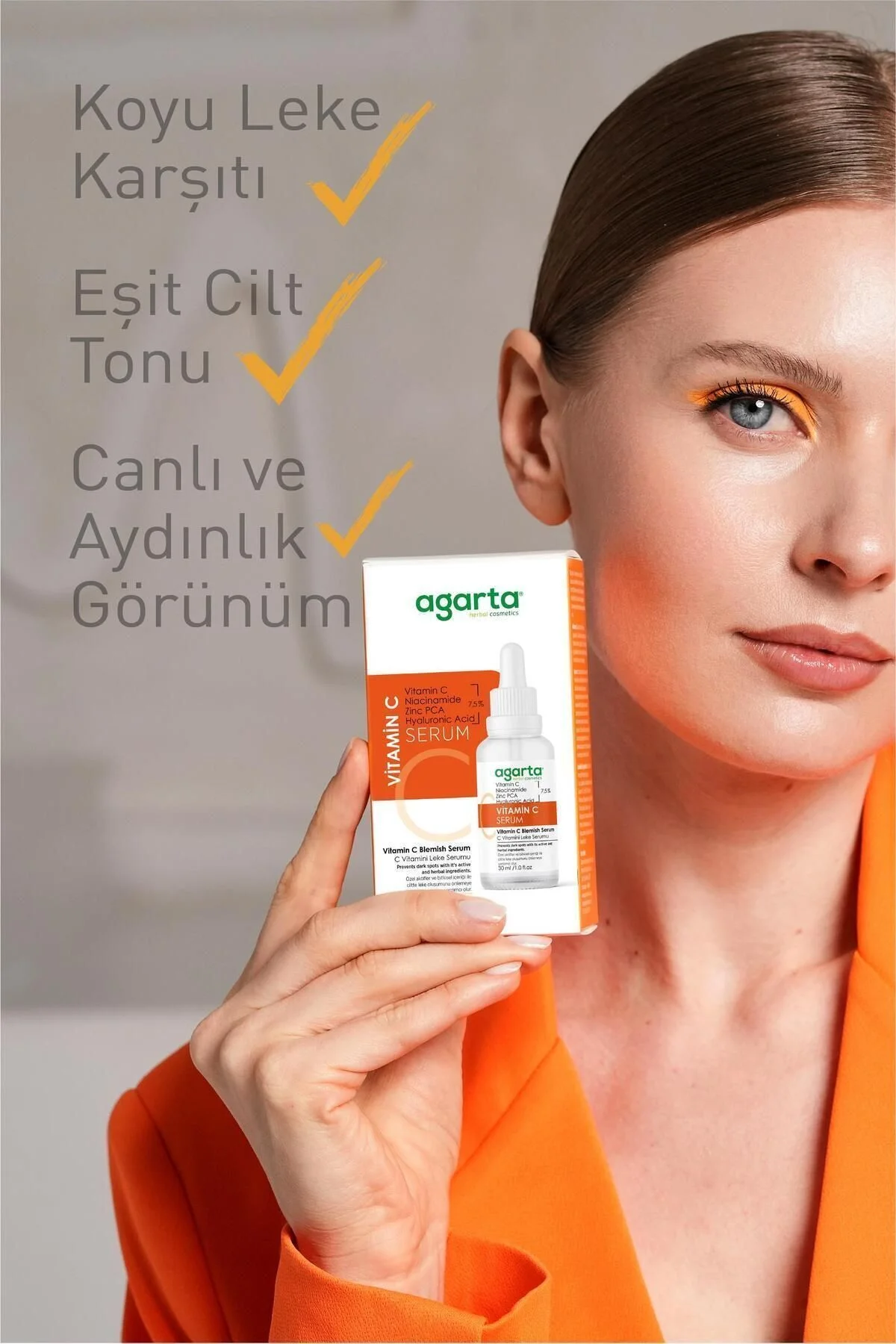 Agarta Süper Aydınlatıcı Ve Ton Eşitleyici C Vitaminli Serum 30 ml (%7,5 VİTAMİN C, NİACİNAMİDE, ZİNC PCA) 2